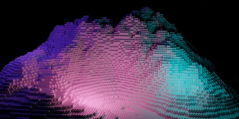 Mountains made of plastic blocks 3d render illustration