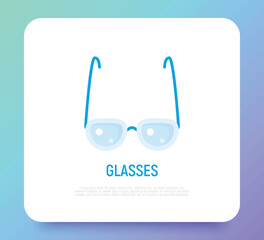 Ophthalmology flat icon. Eyeglasses. Modern vector illustration.