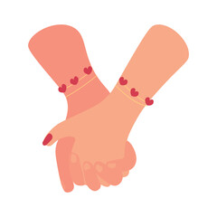 Holding hands of loving couple on white background. Valentine's Day celebration
