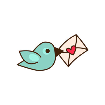blue bird carrying love letter clip art preview