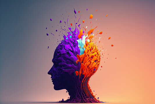 Mind explosion of ideas, knowledge, motivation and creativity, thinking concept
