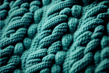close up of green knit sweater texture background 