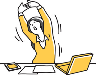 伸びをするキャリアウーマン