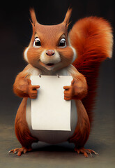 Red Squirrel with a Special Message created with Generative AI technology - 557532347