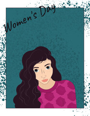 International Women's Day illustration with beautiful woman. 