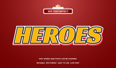 Heroes text effect editable, cartoon style