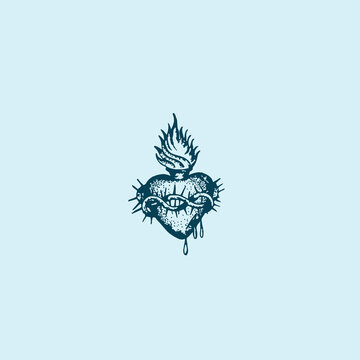 Sacred Heart Tattoo Stock Illustration - Download Image Now