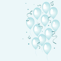  Hot air balloon in cartoon style. Bouquet of balloons for birthday and party. Flying balloon with a rope. Blue, rosy and yellow balloon isolated on a white background. Happy birthday