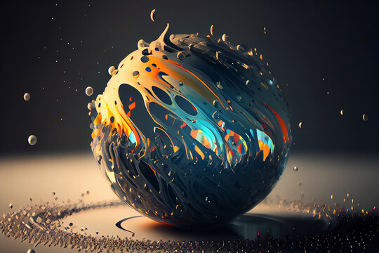 Fantasy Mystic Orb Filled With Pure Water And Stardust Substance.   
Digitally Generated AI Image.