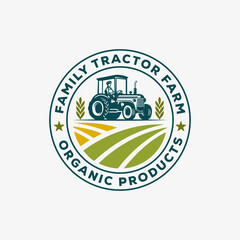 Obraz premium Tractor farm logo vector illustration