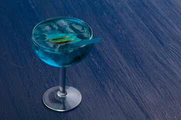 Blue alcoholic cocktail for the menu bar or restaurant