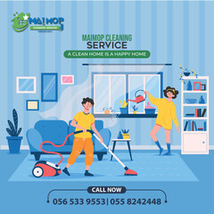 Cleaning service with professional equipment during work An employee of a professional cleaning service in overalls washes the glass of the windows of the facade of the building.