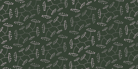 Spotted Flowers Pattern, Colored in Various Shades of Green and White - Retro Style Texture, Background, Design Element in Editable Vector Format