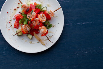 Kebab - grilled sea food and vegetables