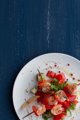 Kebab - grilled sea food and vegetables