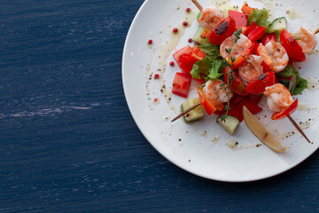 Kebab - grilled sea food and vegetables