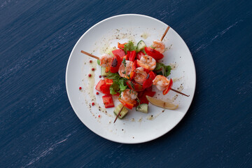 Kebab - grilled sea food and vegetables