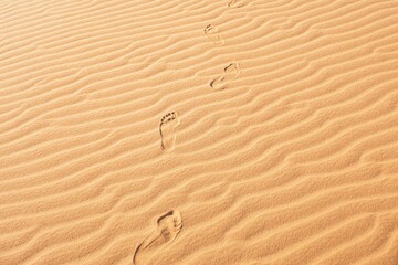 Fototapeta na wymiar Footsteps on the sand on a sand dune at North Horr Sand Dune, Kenya