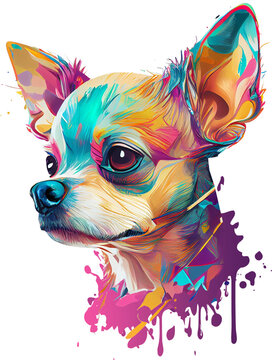 Colorful chihuahua with paint splashes
