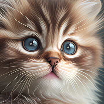 Kitten portrait created with Generative AI technology.