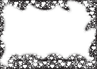 Frame with glitch distorted heart shapes . Minimal art design . Noise destroyed circle logo . Trendy defect error shapes . Glitched frame .Broken effect . Grunge texture . Distress effect .vector 