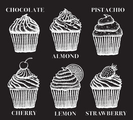 Vector illustration set of a cupcakes