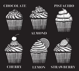 Vector illustration set of a cupcakes