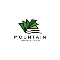 Abstract Mountain Logo Green  icon design template flat vector