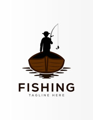 fishing logo for fisherman. fish on a fishing hook illustration