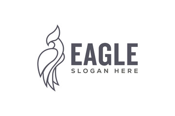 Simple eagle line art logo template