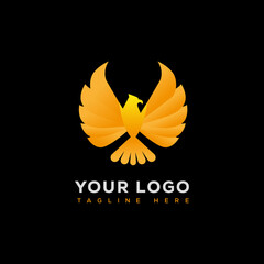 Logo eagle gradient color style. Premium Vector