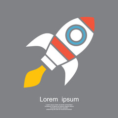 astronaut, sputnik, satellite, business, up, ship, planet, sign, vehicle, spacecraft, startup, campaign launch, astronomy, logo, rocket, symbol, space, fire, emblem, sky, flat, design, vector, science