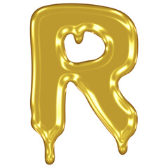 Fototapeta premium Gold Melted Effect Alphabet.