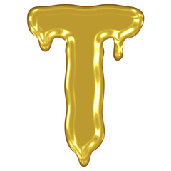 Gold Melted Effect Alphabet.