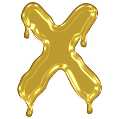 Gold Melted Effect Alphabet.