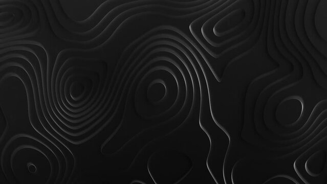 3d animation of black and white abstract lines with random moves. Map topology topographic background graphics. Cybersport gaming backdrop 4k. Grunge texture futuristic wave digital pattern art style.