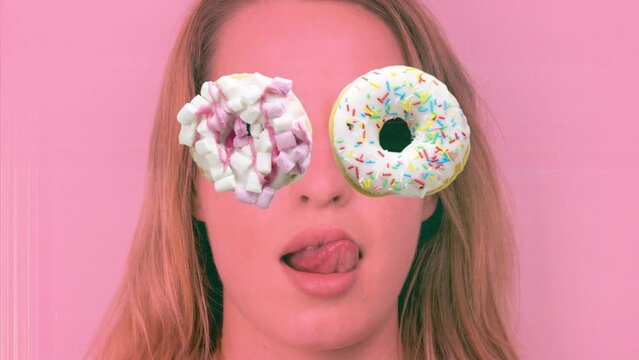 Female face with donuts