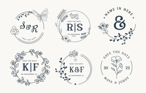 Wedding Monogram Logo Collection Stock Illustration - Download