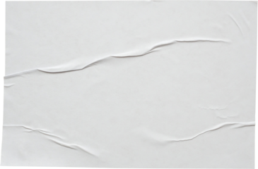 Blank white crumpled and creased paper sticker poster texture isolated on white background