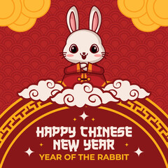 Obraz na płótnie Canvas Chinese new year 2023 background year of the rabbit post template