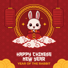 Chinese new year background year of the rabbit post template