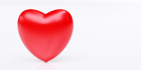 Passion red color heart isolated on white background. Empty, copy space. 3d render