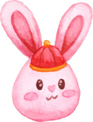 lunar new year bunny with a hat