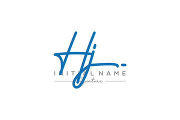 Initial HJ signature logo template vector. Hand drawn Calligraphy lettering Vector illustration.