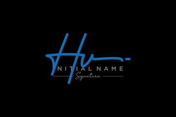 Initial HV signature logo template vector. Hand drawn Calligraphy lettering Vector illustration.