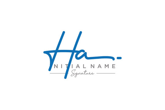 Initial HA signature logo template vector. Hand drawn Calligraphy lettering Vector illustration.