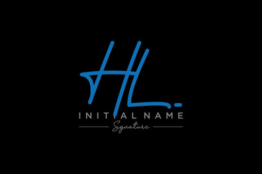 Initial HL signature logo template vector. Hand drawn Calligraphy lettering Vector illustration.