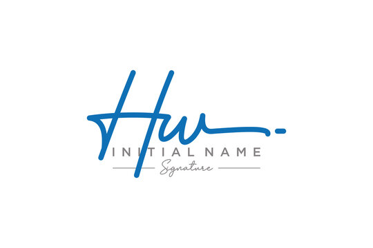 Initial HW signature logo template vector. Hand drawn Calligraphy lettering Vector illustration.