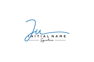Initial JU signature logo template vector. Hand drawn Calligraphy lettering Vector illustration.