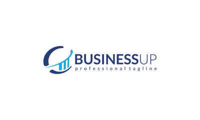 Business consulting logo with illustration arrow and bar chart